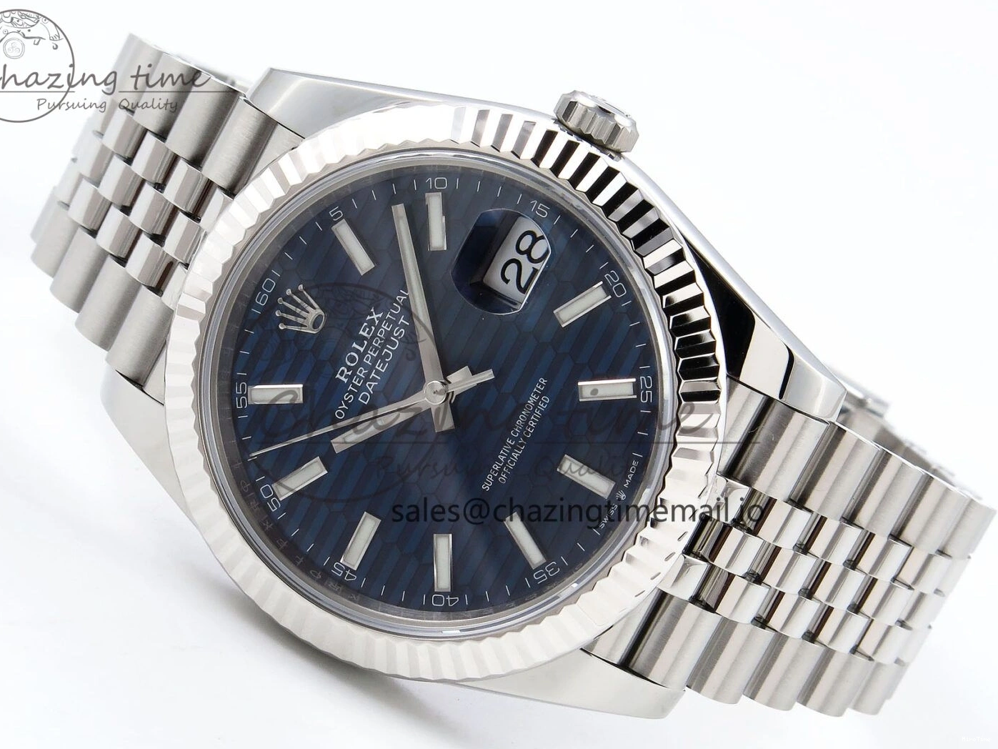MiroTime 0405 DateJust 41 126334 904L SS VSF 1:1 Best Edition Blue Textured Dial on Jubilee Bracelet VS Youthful 1326